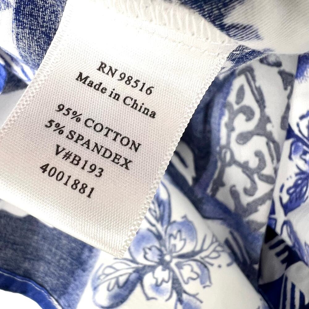Coldwater Creek PXL Petite XL 18 Blue White Stretchy Blouse Shirt Top Nautical - Picture 7 of 8